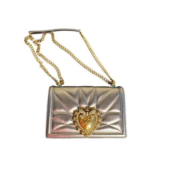 Dolce & Gabbana NIB Medium Devotion Shoulder Bag in Silver - Picture 2 of 16